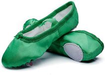 MSMAX Girls Ballet Shoes Toddler Costume Dancing Flats for Kids (Toddler/Little Kid/Big Kid), Green, 1 Narrow Little Kid