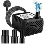 BARST 250L/H Submersible Water Pump Aquarium (3.6W), Mini Electric Ultra Quiet Pump for Fountains, Pool, Fish Tank, Pond, Hydroponics, Statuary with 4 Srtong Suction Cups,3 Nozzles