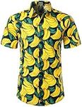 JOGAL Men's Flower Casual Button Down Short Sleeve Hawaiian Shirt Small UK-A335 NavyBanan