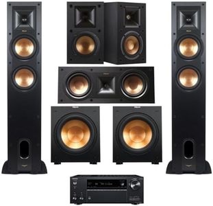 Klipsch Reference 5.2 Home Theater System with Receiver - Bundle with 2X Floorstanding Speaker, Center Channel Speaker, 2X Bookshelf Speaker, 2X Subwoofer, TX-NR797 9.2-Center Channel Receiver