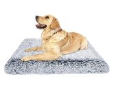 Ultra Soft Plush Dog Crate Bed Mattress,Egg Crate Large Orthopedic Dog Bed Removable Washable Anti-Slip Dog Sleeping Cushion (S,Grey)