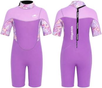 Gogokids Kids Shorty Wetsuit, 2.5mm SCR Neoprene Wetsuits for Toddlers, Back Zipper Children's Short Wet Suits Comfort & Warmth, UV Wetsuit for Swimming, Snorkelling & Surfing, Ages 2-10 Boys Girls
