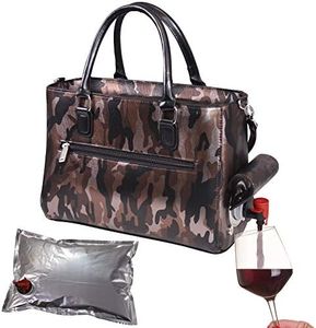 PrimeWare Insulated Drink Purse w/ 3L Bladder Bag | Thermal Hot and Cold Storage | Portable Drinking Dispenser for Wine, Cocktails, Beer, Alcohol | PU Leather Finish