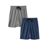 DaniChins Boys Loose Athletic Moisture Wicking Shorts Performance Mesh Shorts, Navy/Dk.Grey, 7