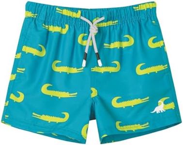SURF CUZ Boys Swim Trunks Toddler Swim Shorts UPF 50+ Bathing Suit for Boys Swimsuit Quick Dry Boy Beach Boardshorts Swimwear, Blue Green Crocodile, 8 Years