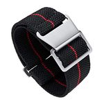 BINLUN Elastic Nylon Watch Band Navy Divers Parachute Fabric Replacement Hook-and-Loop Watch Strap 18/20/22mm(Black-red,20mm)