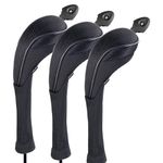 Andux 3 Pack Long Neck Golf Hybrid Club Head Covers Dial No. Tag CTMT-01 Black/Black