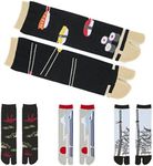 NOREN Japanese Tabi socks two toe socks for unisex (Japanese Scenery 1 4pairs packs) flip flop socks Cotton for women one size