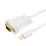 TNP Mini DisplayPort to VGA Adapter Cable (6FT) - Thunderbolt 2 Compatible Male mDP to VGA Video Converter Connector Cord Wire Plug Supports 1080P Full HD Resolution - White