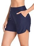 Colloyes Women's Quick Dry Athletic Casual Beach Shorts Boardshorts Tankini Navy Blue