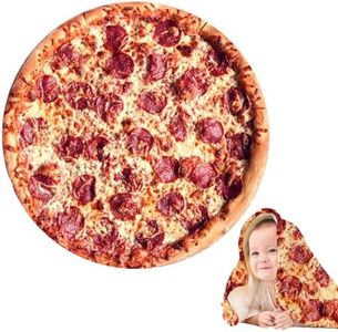 Pizza Blanket for Kids, 49 Inches Pepperoni Pizza Blanket, Novelty Throw Blanket, Soft and Comfortable Flannel Funny Blanket for Kids Gifts