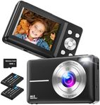 Digital Camera,Nsoela Vlogging Camera with 32GB Memory Card FHD 1080P 44MP Compact Camera with 16X Digital Zoom, Portable Mini Camera for Teens,Kids,Beginners (Black+32G Card)