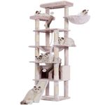 Heybly Hebly Tall Cat Tree for Large Cats 20lb Heavy Duty,78 inch Multi-Level Cat Tower for Indoor Cats,2 Widened Plush Perches Cat Condo with Scracthing Board and Big Caves,Muchroom HCT033MU