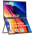 InnoView 18.5" Laptop Screen Extender 115% sRGB 100Hz Dual Monitors Stacked Folding Triple Monitor (Wins/Mac) 1080P Triple Portable Monitor for Laptop 90°/180° Rotation Black (No Driver Needed)