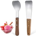 2 Pieces Ice Cream Scoop Stainless Steel Ice Cream Shovel with Wooden Handle Dessert Spade Butter Cutter Flat Ice Cream Metal Spade for Dining Kitchen Utensil, Home Commercial