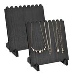 Ikee Design Set of 2 Wood Necklace Jewelry Display Stand for 8 Necklaces, Necklace Display Holder, Wood Plank Necklace Display Stand, Black Color