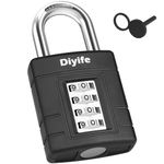 Diyife Heavy Duty Combination Padlock, [Upgrade Version] 50mm 4 Digit Combination Lock, Outdoor Weatherproof, Number Combo Locker Lock for School, Shed, Fence, Hasp, Cabinet (Black)