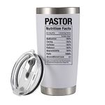 Panvola Pastor Nutritional Facts For Ministers Preachers Ordination Travel Mug Welcome Appreciation Christmas Stainless Steel White Vacuum Insulated Tumbler 20oz With Lid And Straw