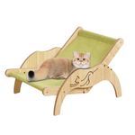 Elevated Cat Bed | Sisal Cat Chair | Wooden Cat Chair with Sisal Scratcher | Cat Beach Chair Hammock | Cat Chair Hammock | Adjustable 3-Height Scratcher | Kitten Raised Bed For Small To Large Cats