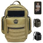 HighSpeedDaddy HSD Diaper Bag Backpack + Changing Pad Insulated Pockets Stroller Straps for The Tactical Dad (Coyote Brown)