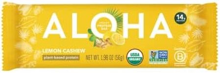 ALOHA Organic Plant Based Protein Bars - Lemon Cashew - Single Bar - Vegan, Low Sugar, Gluten-Free, Paleo, Low Carb, Non-GMO, No Stevia & No Erythritol