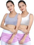 DChica Sports Bra for Girls, Cotton Non-Padded & Non-Wired Full Coverage Beginners Bras with Regular Broad Strap, Workout, Training, Gym T-Shirt for Teenager Kids (Pack of 2)