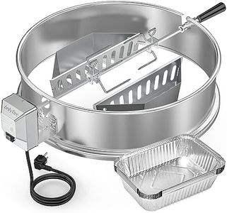 Onlyfire Tourne Broche Barbecue en Acier Inoxydable, Rôtissoires Kit pour Weber Barbecue à Charbon Kettle 57 cm, avec Paniers à Charbon et 10pcs Plat Aluminium Jetable
