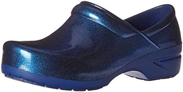 Anywear SR Angel Nursing Shoes Women- Clogs for Women & Men Chefs Kitchen Nurses Waterproof Non Slip Work Shoes Slip On Shoes Women, Navy Pearlized Giltter, 10 US