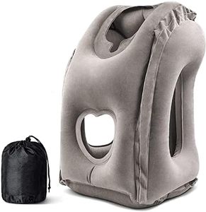 MTRoyaldia Inflatable Travel Pillow, Airplane Neck Pillow Comfortably Supports Head and Chin for Airplanes, Trains, Cars and Office Napping (Grey)