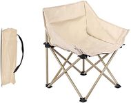 STARBRILLIANT Folding Mesh-Back Outdoor Camping Chair Padded Quad Arm Chair Collapsible Steel Frame High Back Folding Camp Chair with Carry Bag, Heavy Duty Supports 300 lbs (WHITE)