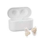 Clarity CIC Rechargeable Hearing Amplifier for Adults & Seniors | Invisible In-Ear Sound Amplifier with Noise Reduction (Standard Charging Case – Beige)