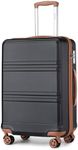 Kono Large Suitcase 28 Inch Luggage Lightweight ABS+PC Hard Shell Trolley Travel Case with TSA Combination Lock and 4 Spinner Wheels (28", Black/Brown)