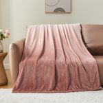 NEWCOSPLAY Super Soft Throw Blanket Ombre Dusty Pink Premium Silky Flannel Fleece Leaves Pattern Lightweight Bed Blanket All Season Use (Ombre Dusty Pink, Throw(50"x60"))