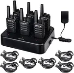 Retevis RT68 Walkie Talkies with Earpiece, Portable FRS Two-Way Radios Rechargeable, with 6 Way Multi Unit Charger, Hands Free, Long Range, Rugged 2 Way Radios 6 Pack for Adults School Manufacturing