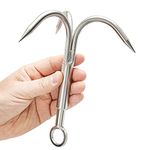 Ledytech Grappling Hook Grapnel Hook, 3-Claw Stainless Steel Tree Climbing Hook, Brunch Limb Retrieving (Large)