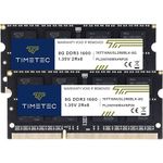 Timetec 16GB KIT(2x8GB) DDR3L / DDR3 1600MHz (DDR3L-1600) PC3L-12800 / PC3-12800 Non-ECC Unbuffered 1.35V/1.5V CL11 2Rx8 Dual Rank 204 Pin SODIMM Laptop Notebook PC Computer Memory RAM Module Upgrade