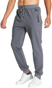 ZOXOZ Tracksuit Bottoms Men Zipped Pockets Cotton Elasticated Hem Slim Fit Sweatpants Mens Joggers Bottoms Grey M