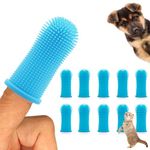 Cseece 10Pcs Dog Toothbrush, 360º Dog Finger Toothbrush, Silicone Pets Teeth Cleaning Toothbrush Kit for Dogs Puppies, Cats & Small Pets Dental Care (Blue)