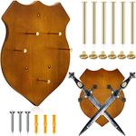 Sword Holder Wall Mount Wooden Sword Plaque Wood Display Sword Stand with Hardware Sword Hanger, Brown