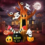 10Ft Halloween Inflatables Giant Outdoor Decoration, Spooky Inflatable Tree with Ghosts, Pumpkins, Witch Legs, Built-in LED Lights, Blow ups for Halloween Party Indoor Outdoor Yard Garden Lawn Gift