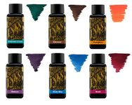 Diamine Fountain Pen Ink 30ml - Colour Wheel - 6 x Bottles - Delamere Green, Macassar, Pumpkin, Damson, Misty Blue, Syrah