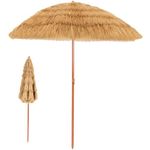 Multigot Thatch Patio Umbrella, 180cm Garden Tiki Parasol with Tilt Sand Anchor, Portable Hawaiian Hula Beach Umbrellas for Beach Patio Balcony