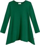 City Threads Sharkbite Girls Long Sleeve TShirt Dress - Modern Stylish Tunic Top, 100% Natural Cotton Made in USA, Forest Green, 18-24 Months