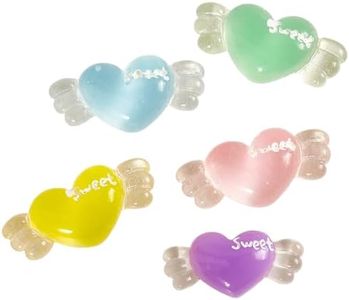 Aanxufa 50Pcs Resin Sweet Love Wings Ornament Cute Set, Flatback Bulk Mixed Glow In Dark Slime Charms for Crafts Ornament Scrapbooking, DIY Crafting Making