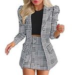 Ladies Suits Womens Long Sleeve Two Breasted Blazer Skirt Suit Striped Two Piece Junior Skirt Suits Black