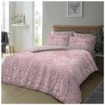 GC GAVENO CAVAILIA Botanical Double Bed Duvet Cover Set, Soft Breathable Damask Floral Bedding Double Bedding Set, Reversible Damask Flowers Print, Pink