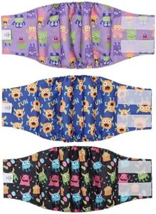 CuteBone Dog Diapers Male Belly Bands 3 Pack for Male Dogs Reusable Puppy Wraps DM64XL