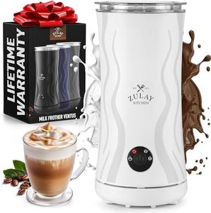 Zulay 4-in-1 Milk Frother and Steamer - Automatic Hot and Cold Foam Maker with Auto Shut Off & Temperature Control for Coffee, Latte, Cappuccino, Hot Chocolate - White