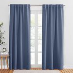 PONY DANCE Blackout Curtains Thermal Insulated Window Treatment Panels Room Darkening Blackout Drapes for Living Room Back Tab/Rod Pocket Bedroom Draperies, 52 x 95Inch, Blue Haze, 2 Panels