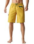 Nonwe Men's Board Shorts Quick Dry with Zipper Pocket Breathable Surf Shorts Yellow 40